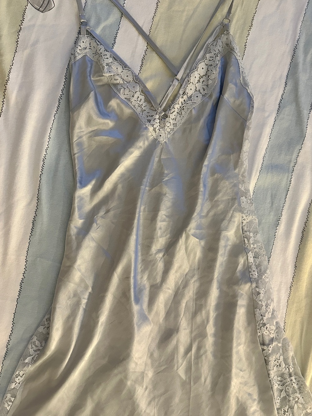 Victoria's Secret Silver Lace-Trim Satin Slip